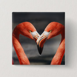 Bóton Quadrado 5.08cm Flamingoes no Amor