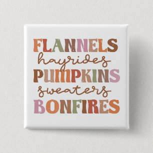 Bóton Quadrado 5.08cm Flannels Pumpkins Bonfire