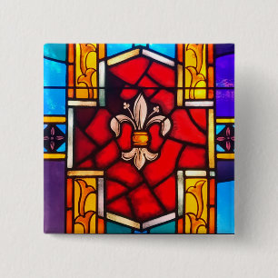 Bóton Quadrado 5.08cm Fleur-de-lis