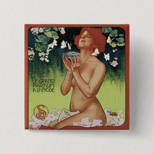 Bóton Quadrado 5.08cm Fleurs de Mousse (Frente)