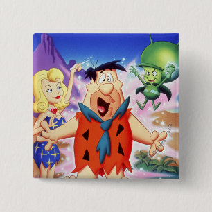 Bóton Quadrado 5.08cm Flintstone de Fred sob um período