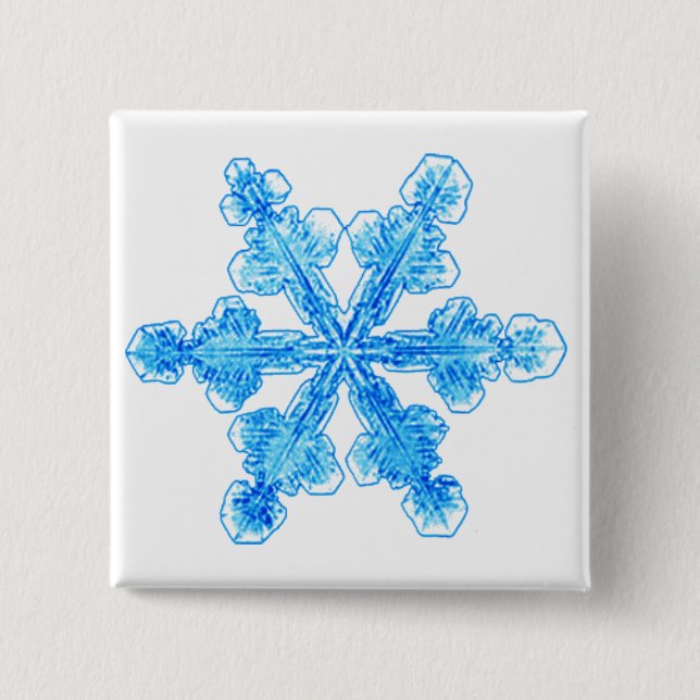 Bóton Quadrado 5.08cm Floco de neve azul-inverno (Frente)