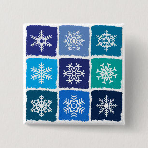 Bóton Quadrado 5.08cm Flocos de neve