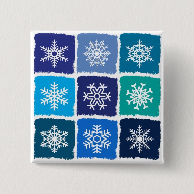 Bóton Quadrado 5.08cm Flocos de neve (Frente)