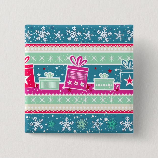 Bóton Quadrado 5.08cm Flocos de neve personalizados e presentes (Frente)