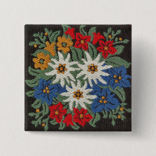 Bóton Quadrado 5.08cm Flor alpino suíço Edelweiss