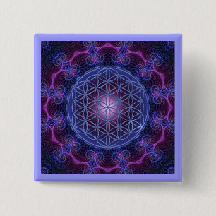 Bóton Quadrado 5.08cm FLOR DA Praça LIFE/Blume des Lebens Mandala II