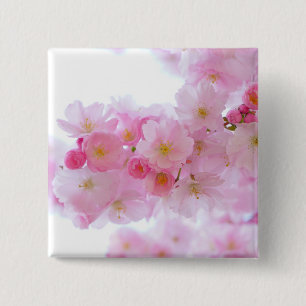 Bóton Quadrado 5.08cm Flor de árvore de cereja japonesa