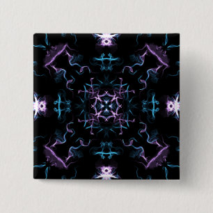 Bóton Quadrado 5.08cm Flor de Mandala Roxo e Azul