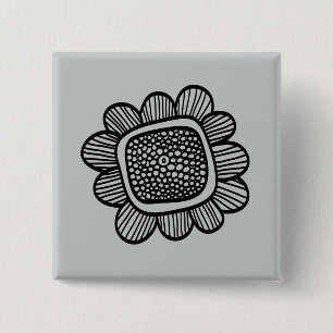 Bóton Quadrado 5.08cm Flor do Doodle