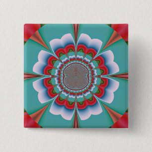 Bóton Quadrado 5.08cm Flor Funky