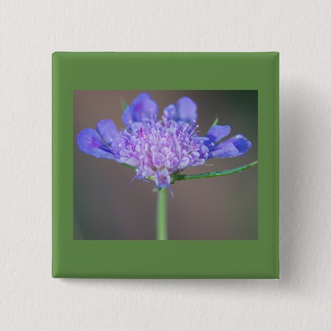 Bóton Quadrado 5.08cm Flor selvagem roxa (Frente)