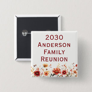 Bóton Quadrado 5.08cm Floral de Outono Rústico Personalizado para Reuniã