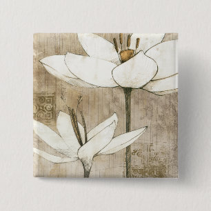 Bóton Quadrado 5.08cm Floral tirado pelo lápis