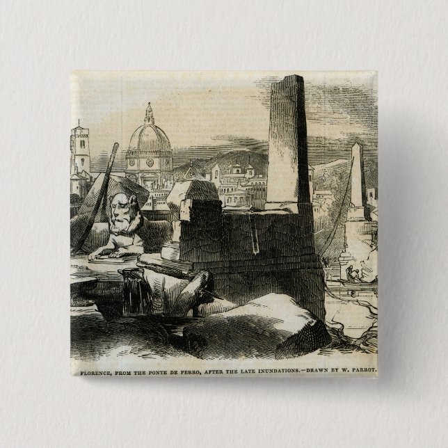 Bóton Quadrado 5.08cm Florença, do Ponte de Perro (Frente)
