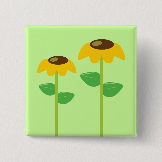 Bóton Quadrado 5.08cm Flores Amarelas (Frente)