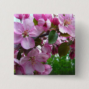 Bóton Quadrado 5.08cm Flores cor-de-rosa de Apple