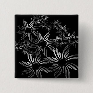Bóton Quadrado 5.08cm Flores de Prata