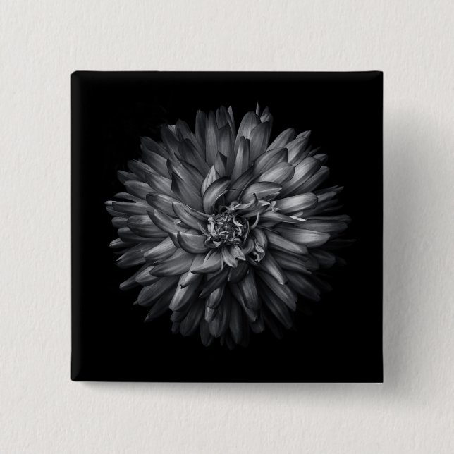 Bóton Quadrado 5.08cm Flores De Quintal A Preto E Branco 20 (Frente)