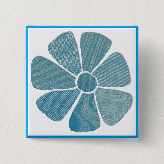 Bóton Quadrado 5.08cm Flores de Tecido de Material Têxtil Escolhem Qualq (Frente)