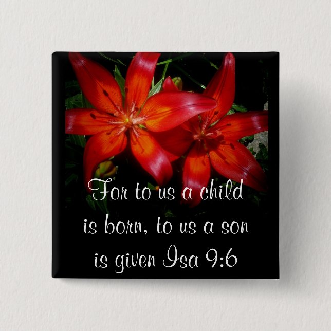 Bóton Quadrado 5.08cm Flores do vermelho do Natal (Frente)