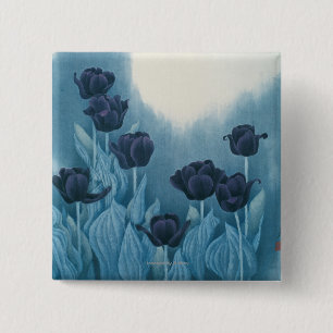 Bóton Quadrado 5.08cm Flores escuras