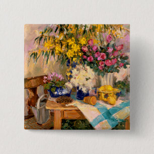 Bóton Quadrado 5.08cm Flores frescas II