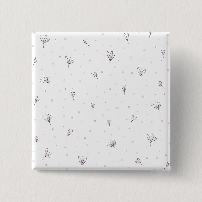 Bóton Quadrado 5.08cm Flores Lilac (Frente)