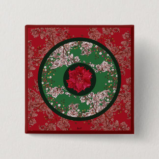 Bóton Quadrado 5.08cm Flores para o Natal