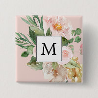 Flores Rosa Cor-de-Água Moderna Monogramadas