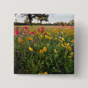Bóton Quadrado 5.08cm Flores silvestres à beira da estrada no Texas, pri