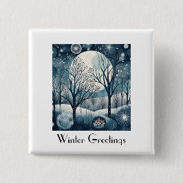 Bóton Quadrado 5.08cm Floresta Nórdica Moonliada, personalizável