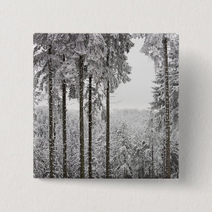 Bóton Quadrado 5.08cm Floresta verde no inverno