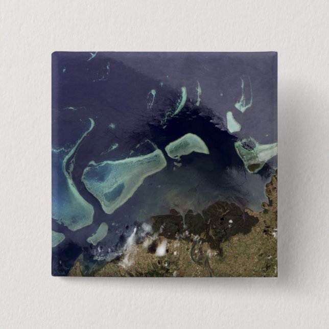 Bóton Quadrado 5.08cm Floresta verde profunda em terra (Frente)