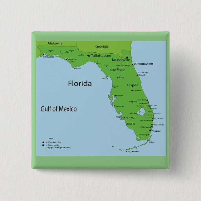 BÓTON QUADRADO 5.08CM FLORIDA USA MAP (Frente)