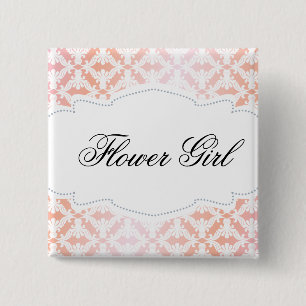 Bóton Quadrado 5.08cm Florista cor-de-rosa & coral do damasco