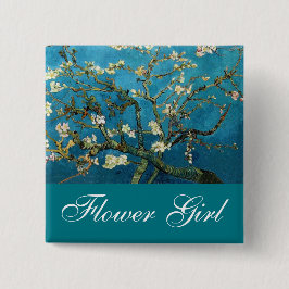 Bóton Quadrado 5.08cm Flower girl pin Blossoming Almond tree