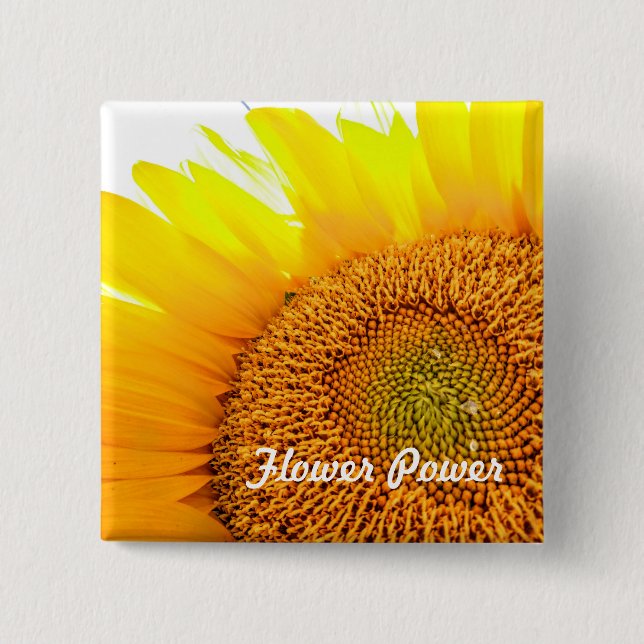 Bóton Quadrado 5.08cm Flower Power (Frente)