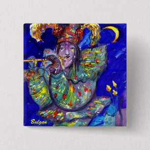 Bóton Quadrado 5.08cm FLUTIST noite AZUL/Venetian do carnaval