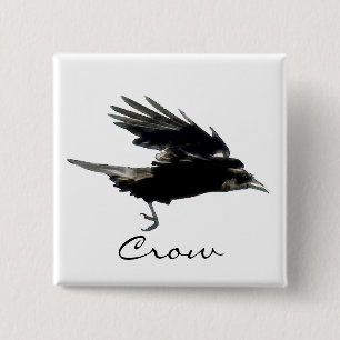Bóton Quadrado 5.08cm FLYING CROW Raven Wildlife Bird Art