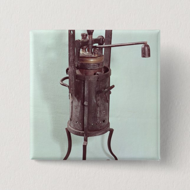 Bóton Quadrado 5.08cm Fogão de pressão inventado por Denis Papin 1679 (Frente)