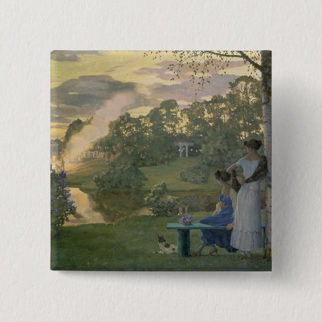 Bóton Quadrado 5.08cm Fogo-de-artifício, 1922 (Frente)