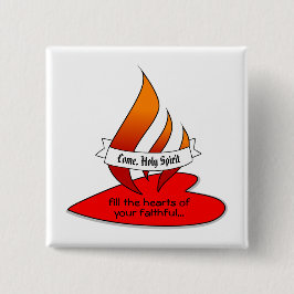 Bóton Quadrado 5.08cm Fogo ou Chama e Coração com Pentecostes de Cotação