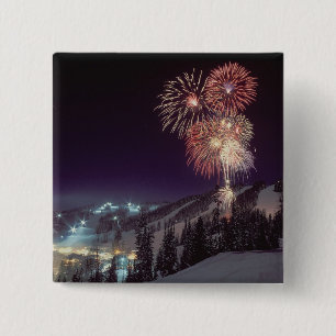 Bóton Quadrado 5.08cm Fogos de artifício no Big Mountain Resort em White