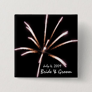 Bóton Quadrado 5.08cm Fogos-de-artifício que Wedding o botão