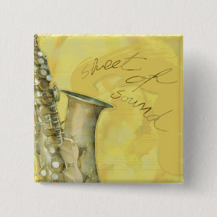 Bóton Quadrado 5.08cm Folha de som, botão