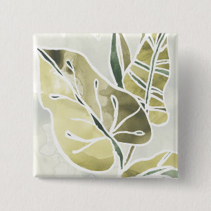 Bóton Quadrado 5.08cm Folhas de Batik