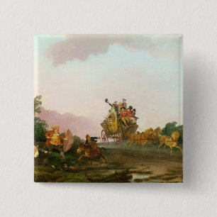 Bóton Quadrado 5.08cm Foliões em um treinador, c.1785-90 (óleo em
