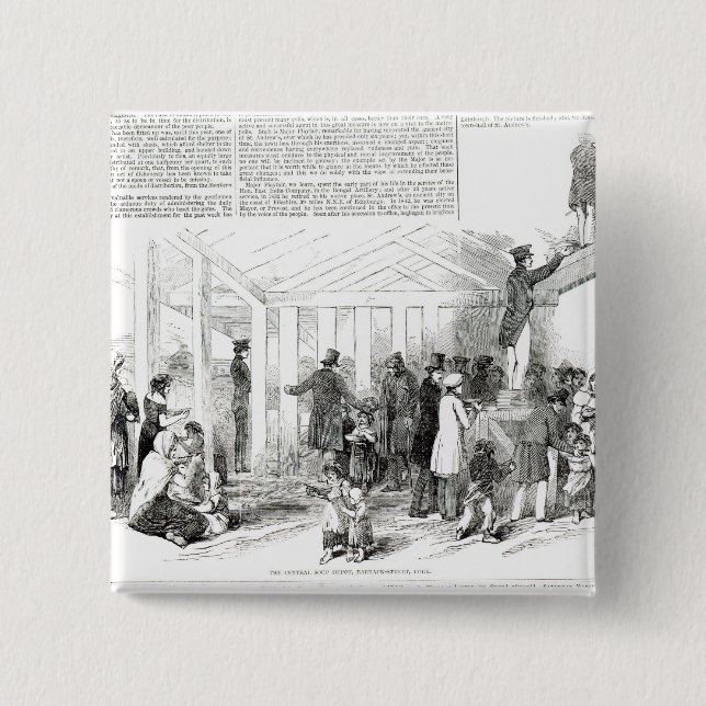 Bóton Quadrado 5.08cm Fome irlandesa da batata, 1847 (Frente)