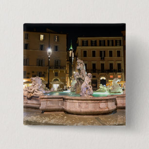 Bóton Quadrado 5.08cm Fonte de Netuno na Piazza Navona - Roma
